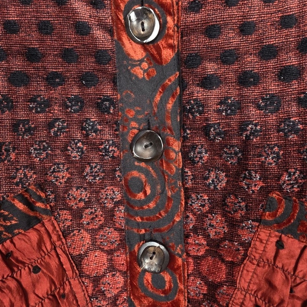 YAK MAGIK Womens M Jacket Cardigan Burnout Velvet Boho Artwear Made in Nepal - Picture 6 of 7